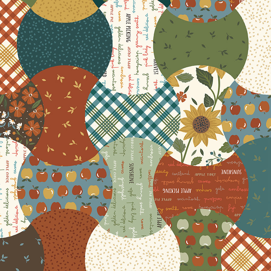 Honeycrisp: APPLE CORE WHOLECLOTH Fabric by Allison Harris (1/2 yd)