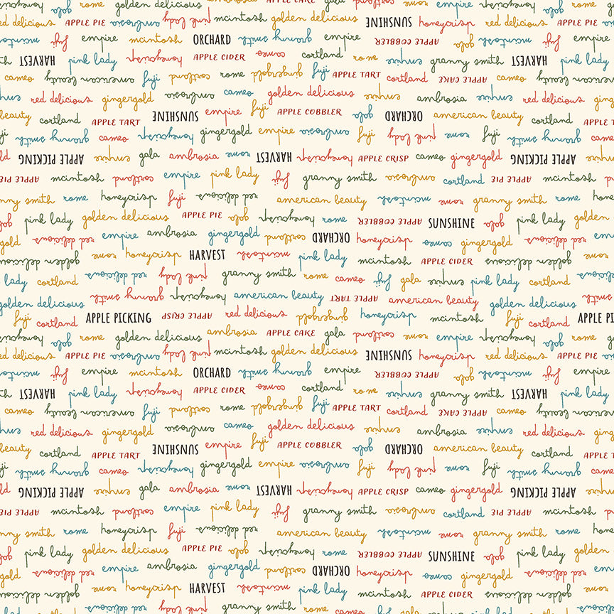 Honeycrisp: ORCHARD DELIGHTS IVORY Fabric by Allison Harris (1/2 yd)