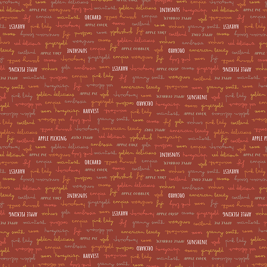 Honeycrisp: ORCHARD DELIGHTS RUBY Fabric by Allison Harris (1/2 yd)