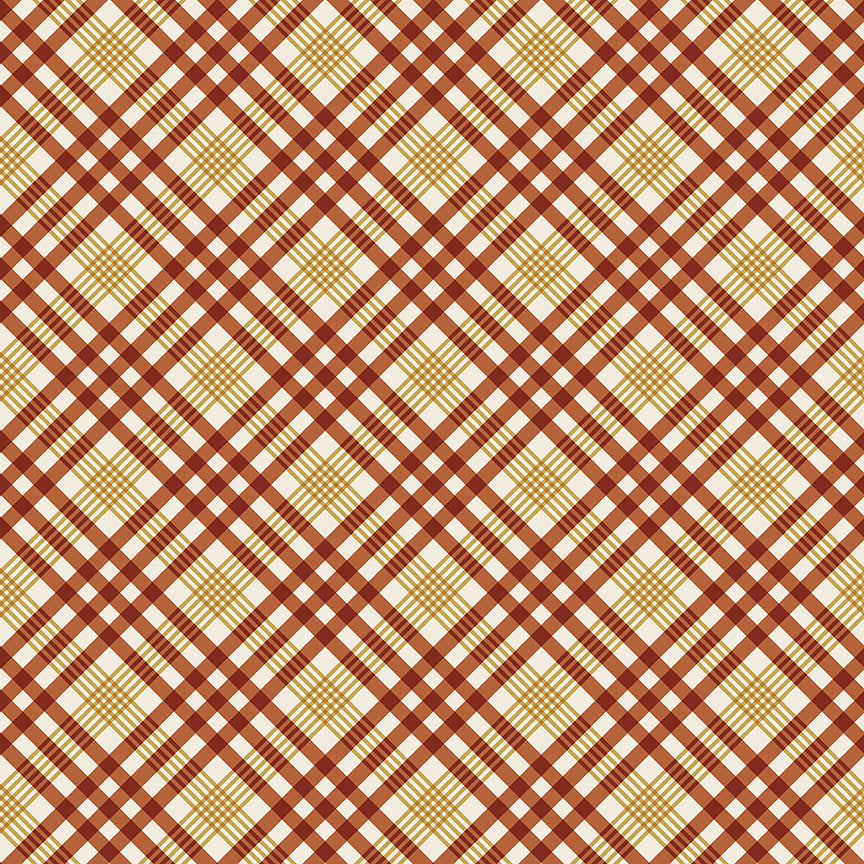 Honeycrisp: ORCHARD DELIGHTS COZY PLAID IVORY/RUBY Fabric by Allison Harris (1/2 yd)
