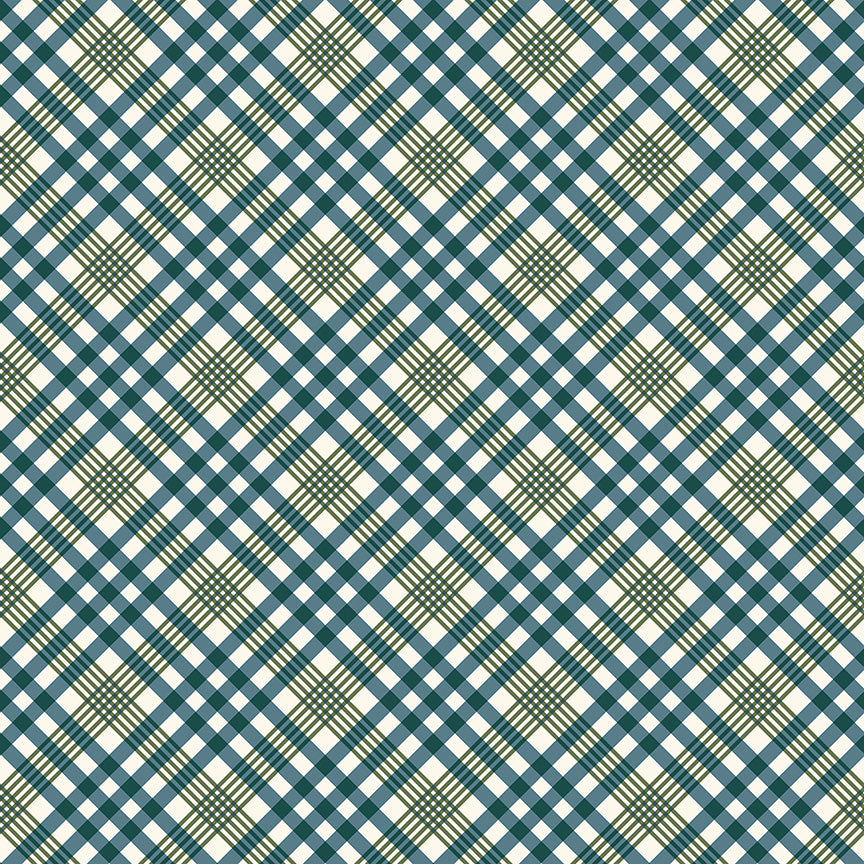 Honeycrisp: ORCHARD DELIGHTS COZY PLAID IVORY/SPRUCE Fabric by Allison Harris (1/2 yd)