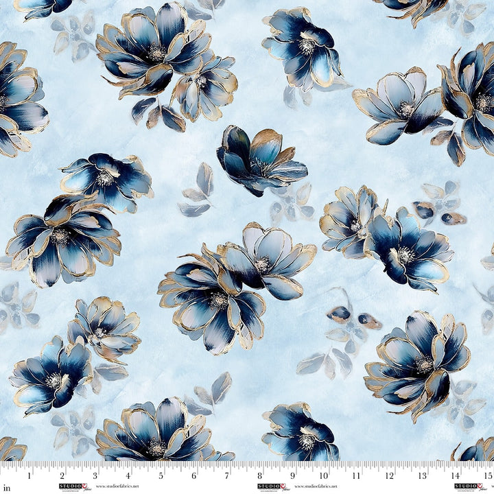 Behnd Blue Eyes: BLOOM TOSS ICE fabric (1/2 yd)