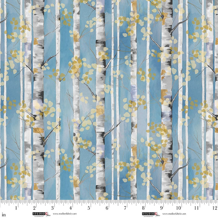 BehInd Blue Eyes: BIRCH TREES SLATE fabric (1/2 yd)