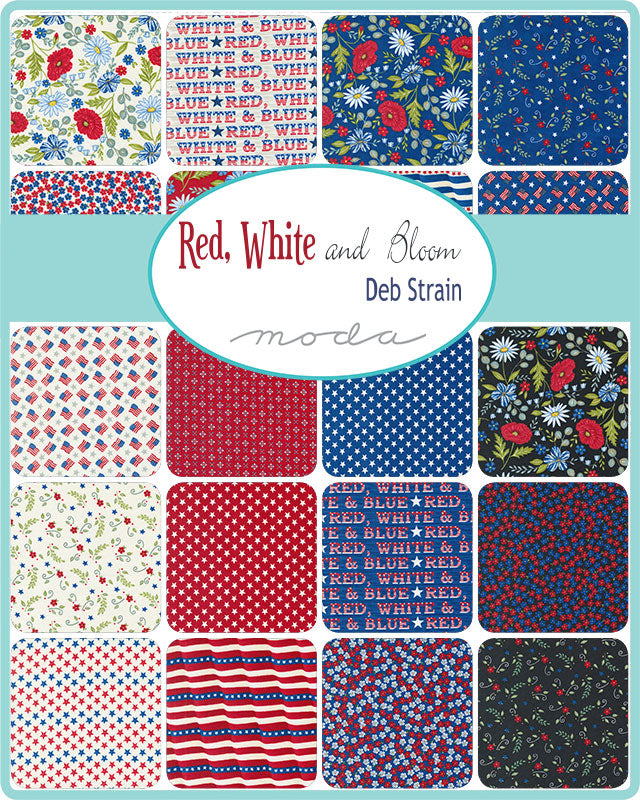 RED WHITE & BLOOM Fat Quarter Bundle Precuts by Deb Strain