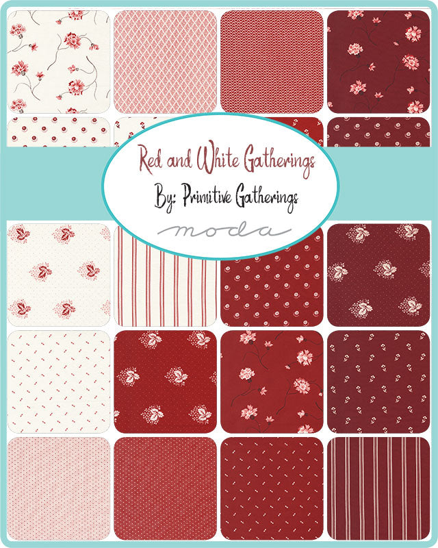 RED WHITE GATHERING 5" Charm Pack by PRIMITIVE GATHERINGS