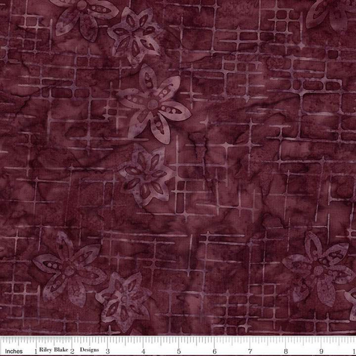 Expressions Batiks Floral Grid: JAPANESE MAPLE Fabric (1/2 yd)