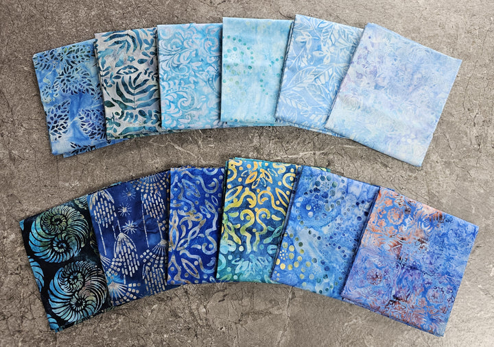 BLUES & TEALS Expressions Batik Half Yard Bundle by Riley Blake