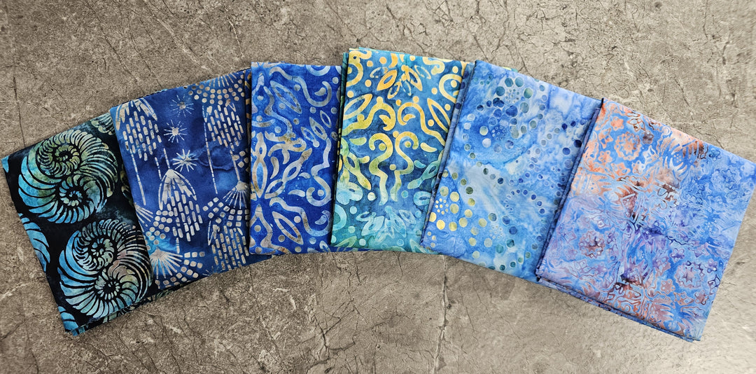 BLUES & TEALS Expressions Batik Half Yard Bundle by Riley Blake