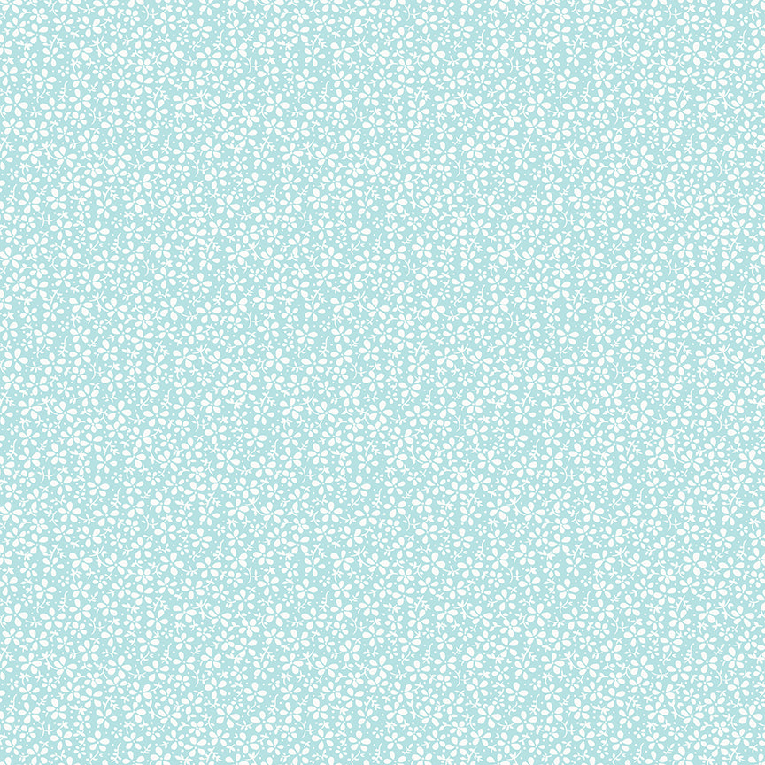 Precious Petites: DAISIES AQUA Fabric (1/2 yd)