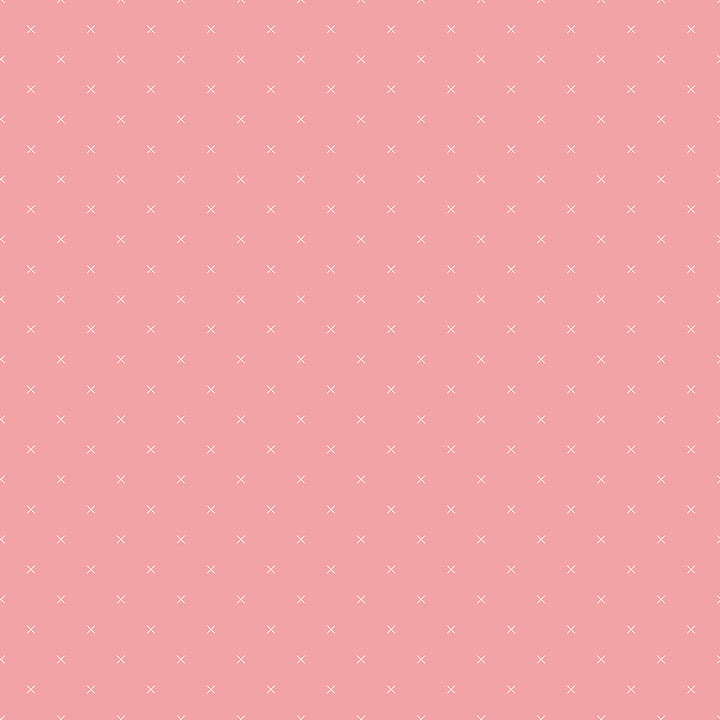 Bee Cross Stitch: CORAL Fabric (1/2 yd) By Lori Holt for Riley Blake Designs