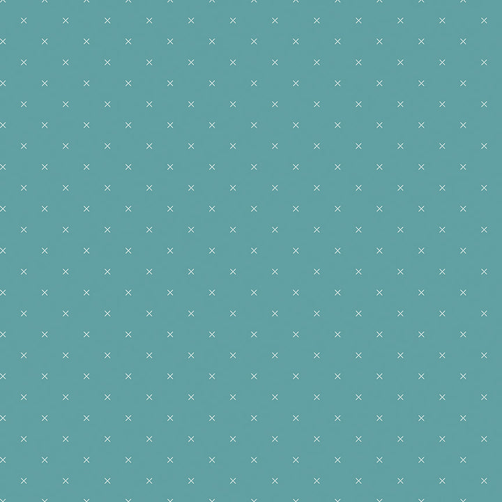 Bee Cross Stitch: RILEY TEAL Fabric (1/2 yd) By Lori Holt for Riley Blake Designs