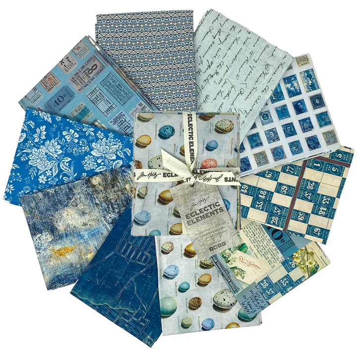 Eclectic Elements Palette: BLUE Half-Yard Bundle by Tim Holtz