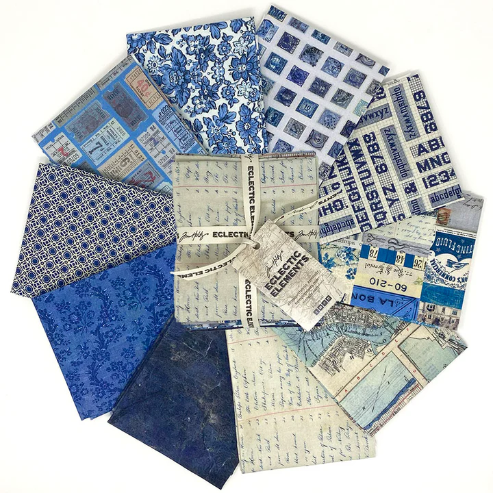 Eclectic Elements Palette: INDIGO Fat Quarter Bundle by Tim Holtz