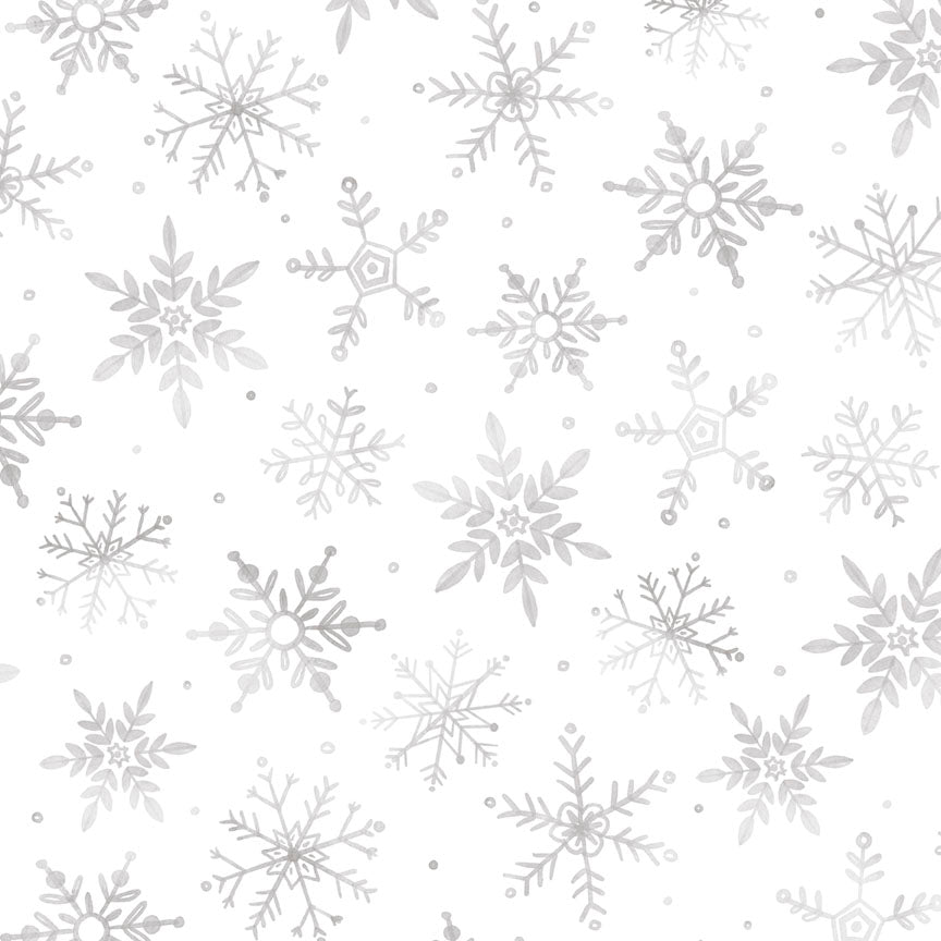 First Frost WHITE & SILVER (not a metalic print) 108-Inch Wide Backing Fabric (1 yd)
