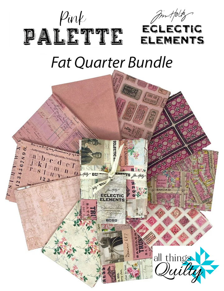 Eclectic Elements Palette: PINK Fat Quarter Bundle by Tim Holtz