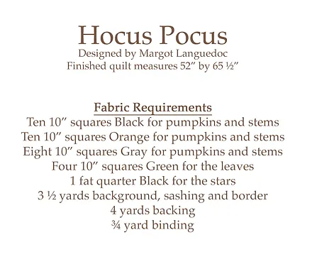 HOCUS POCUS Quilt Patterns by The Pattern Basket