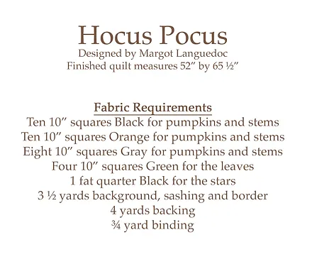 Modèles de courtepointe HOCUS POCUS par The Pattern Basket