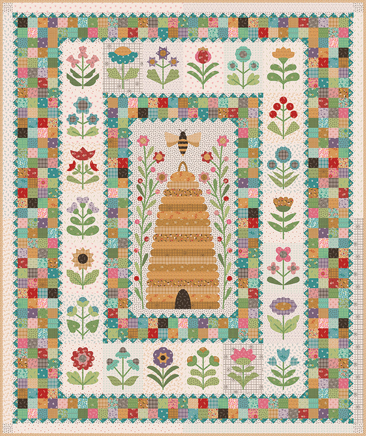 HONEY BEE GARDEN Quilt Kit with Complete Fat Quarter Bundle and Sew Simple Shapes  by Lori Holt