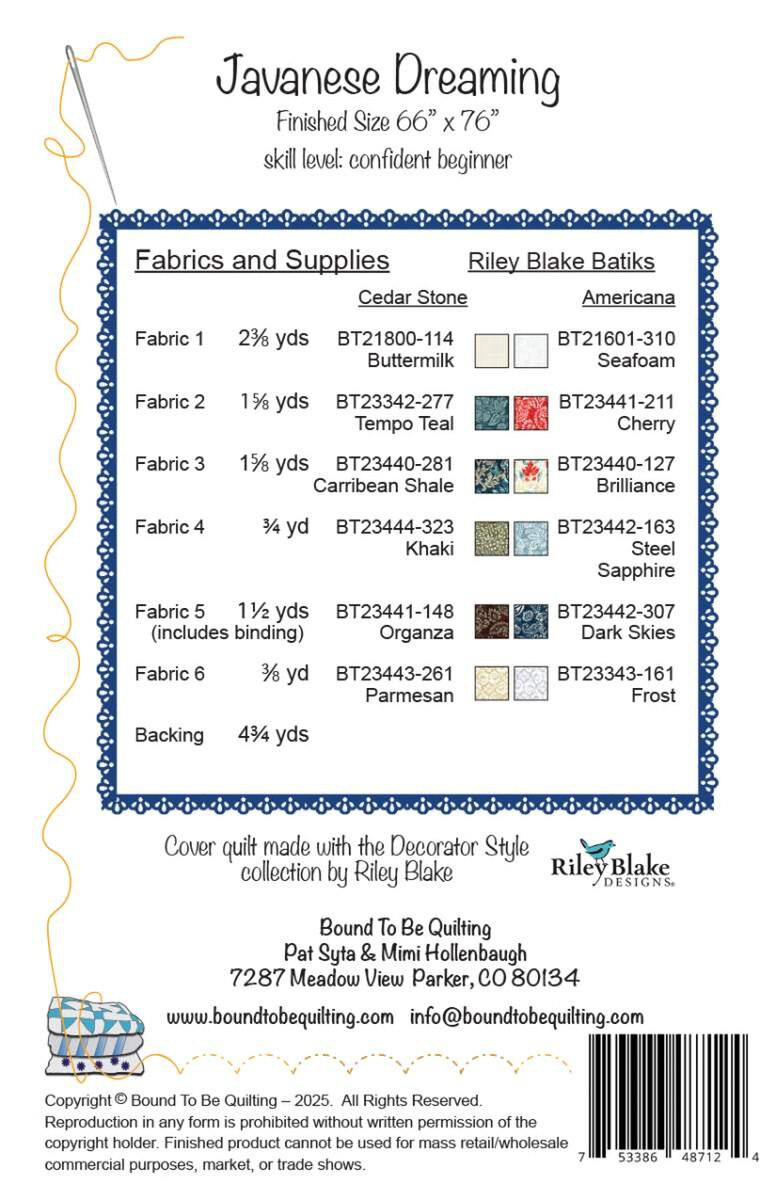 JAVANESE DREAMING Quilt Pattern by Bound To Be Quilting