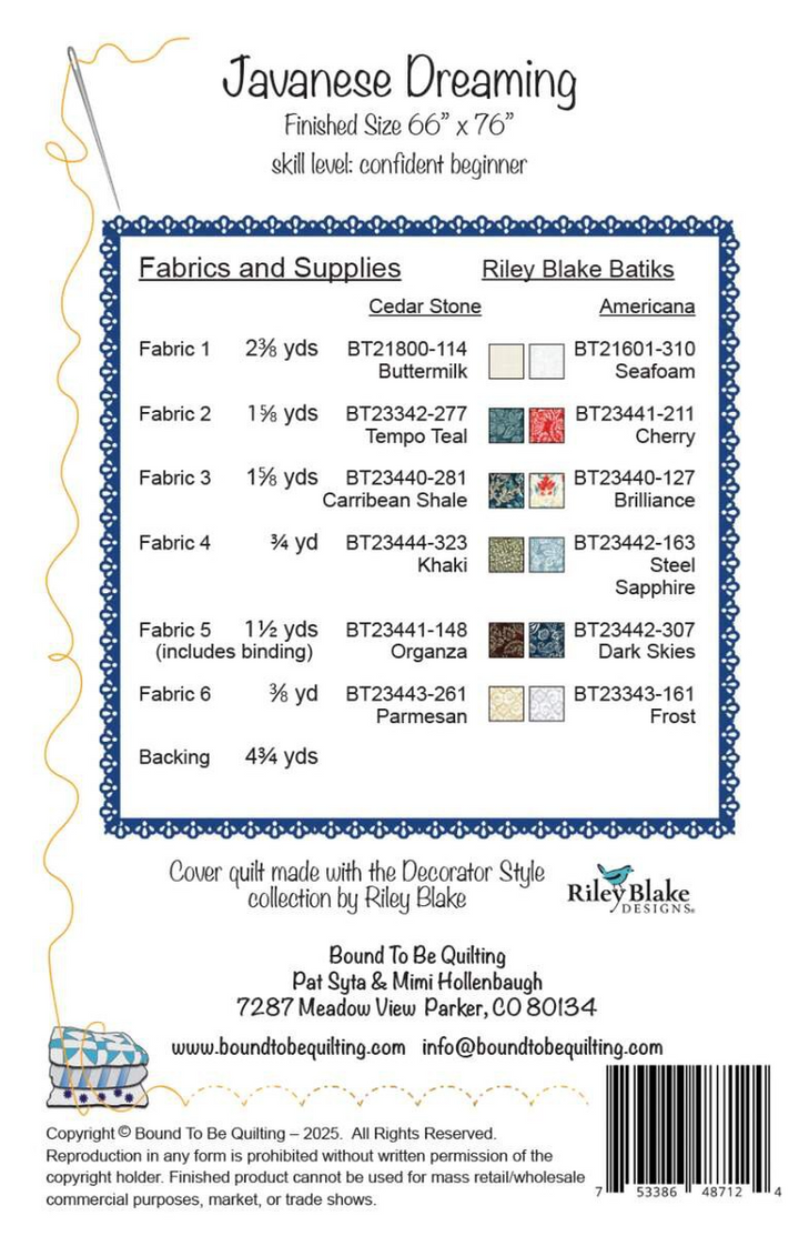JAVANESE DREAMING Quilt Pattern by Bound To Be Quilting