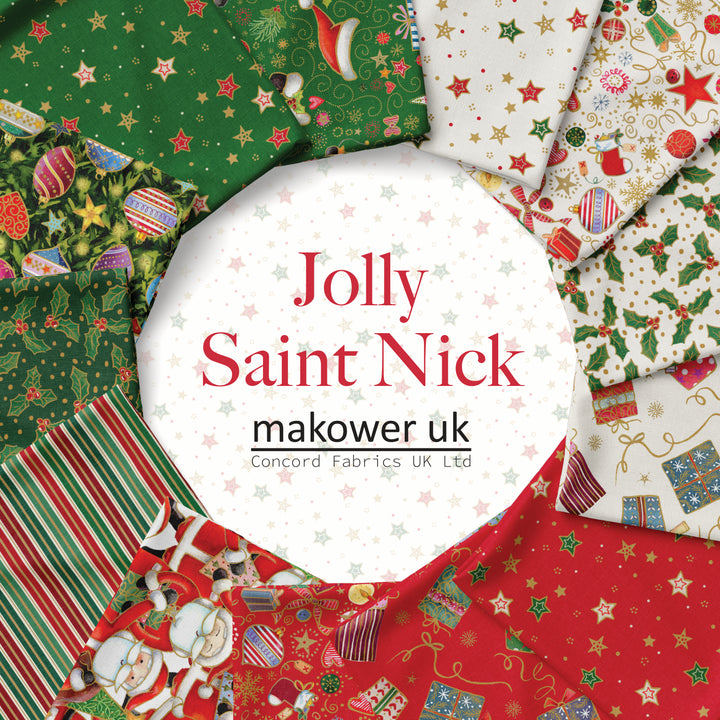 JOLLY SAINT NICK Fat Quarter Bundle by Makower UK