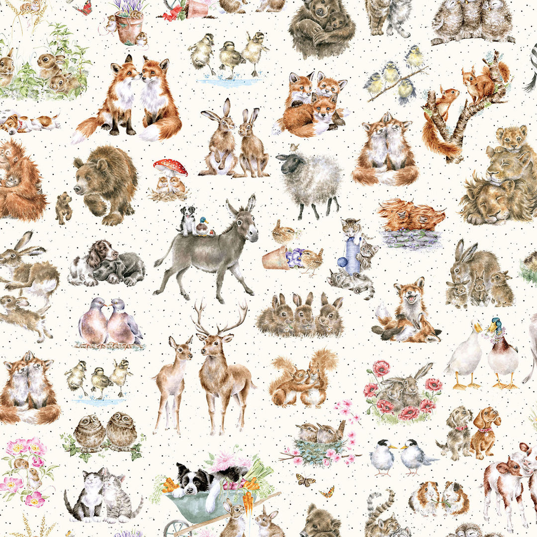 Together is Better: ONE-WAY PACKED ANIMALS fabric by Hannah Dale (1/2 yd.)