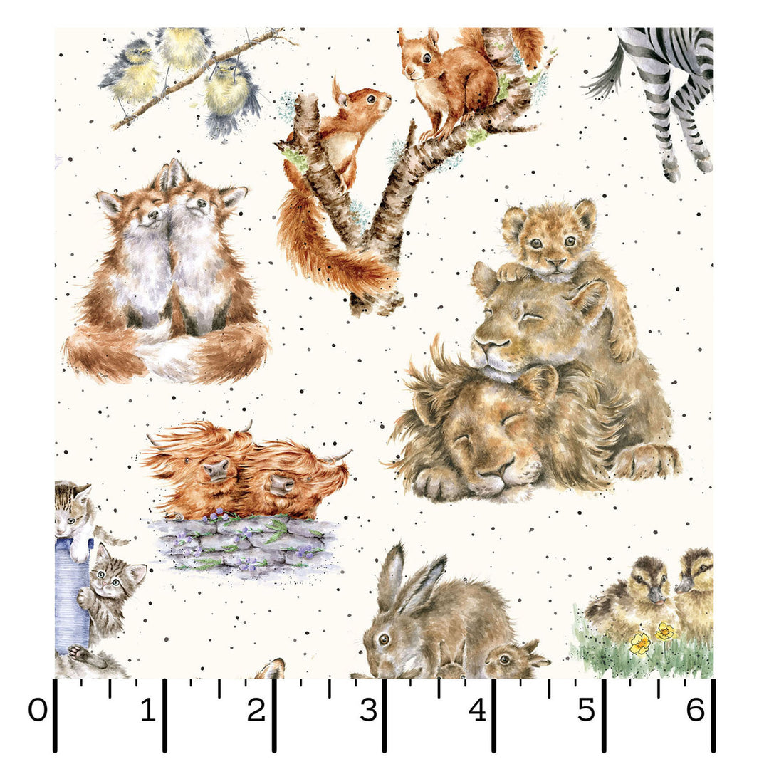 Together is Better: ONE-WAY PACKED ANIMALS fabric by Hannah Dale (1/2 yd.)