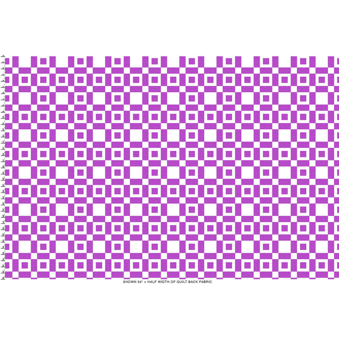 Colorblocks Party: CHECKERS VIOLET WHITE 108-Inch Backing Fabric (1 yd)