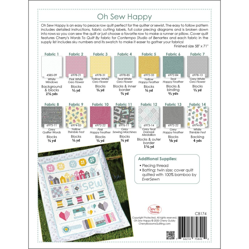 OH SEW HAPPY Pattern by Cherry Blossoms Quilting