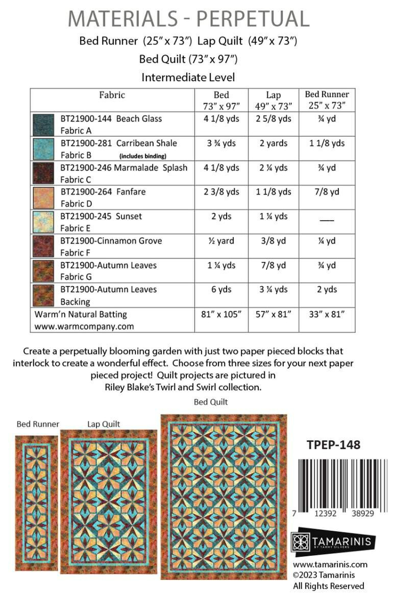 PERPETUAL Quilt Pattern by Tamarinis