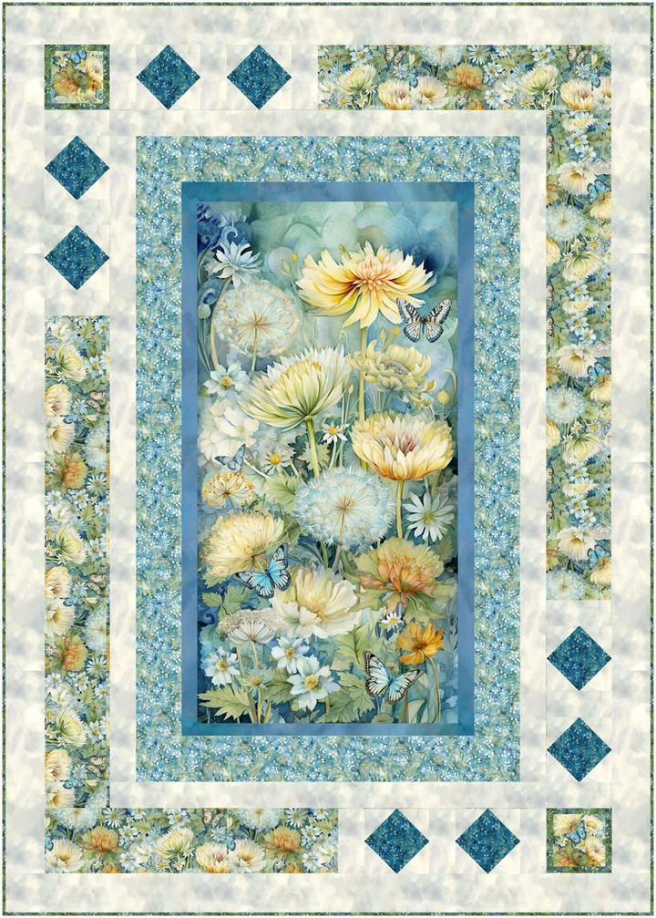 DIAMOND SQUARE Panel Wallhanging Quilt Kit feat. Forest Whisper