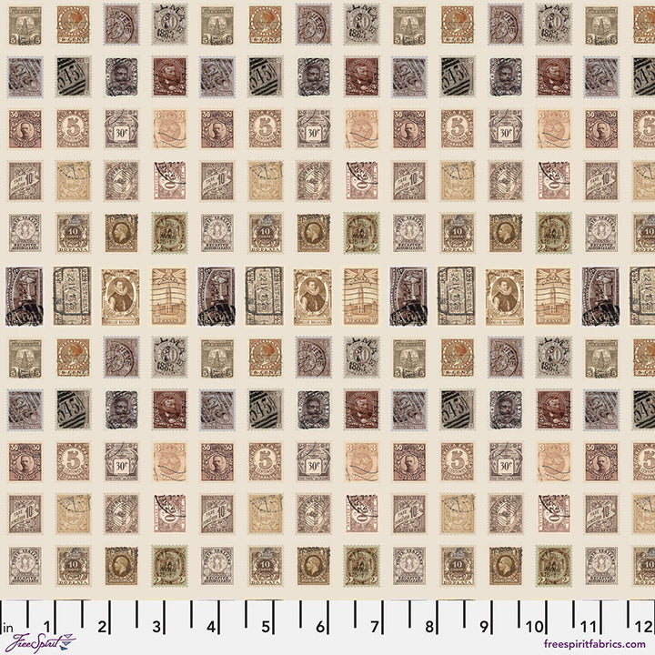 Eclectic Elements Palette: NEUTRAL STAMPS Fabric (1/2 yd.) by Tim Holtz