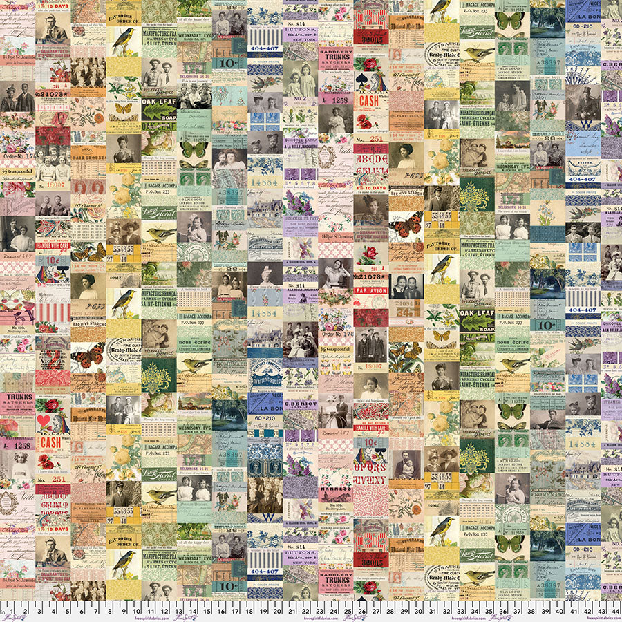 Eclectic Elements Palette: MULTI COLLAGE Fabric (1/2 yd) by Tim Holtz