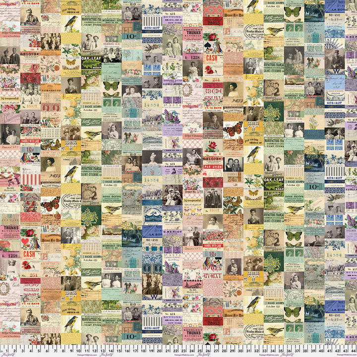 Eclectic Elements Palette: MULTI COLLAGE Fabric (1/2 yd) by Tim Holtz