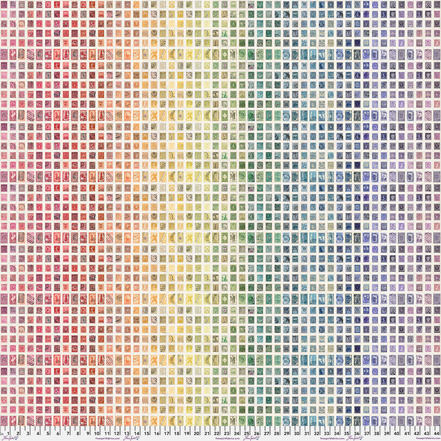 Eclectic Elements Palette: MULTI STAMPS Fabric (1/2 yd) by Tim Holtz