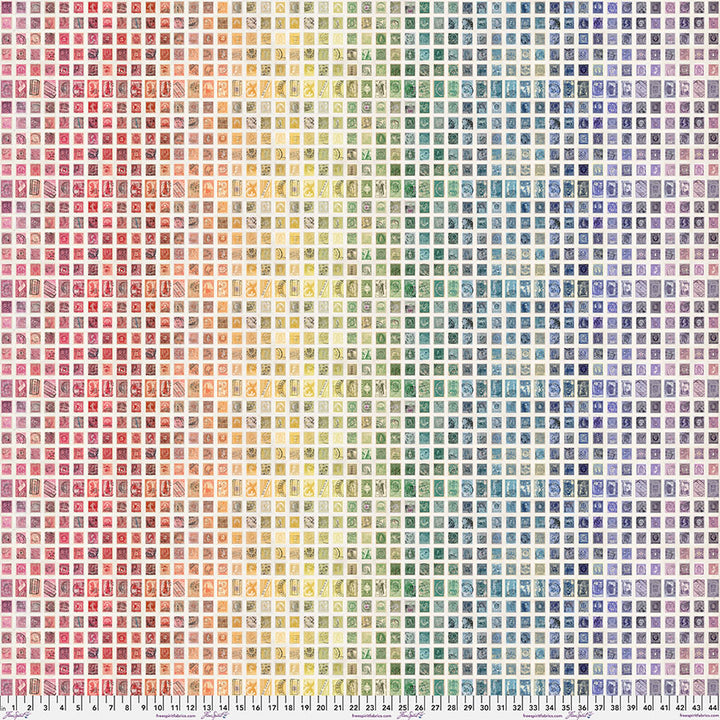 Eclectic Elements Palette: MULTI STAMPS Fabric (1/2 yd) by Tim Holtz