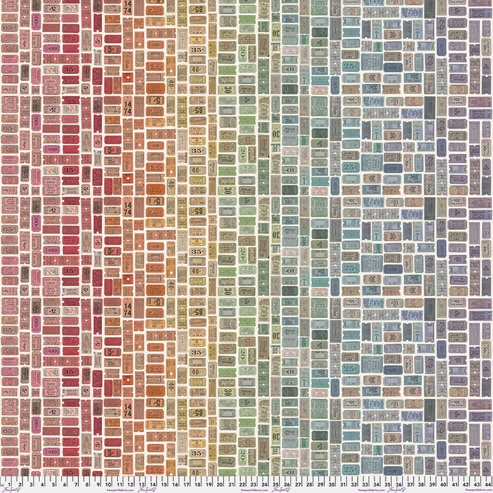 Eclectic Elements Palette: MULTI TICKETS Fabric (1/2 yd) by Tim Holtz