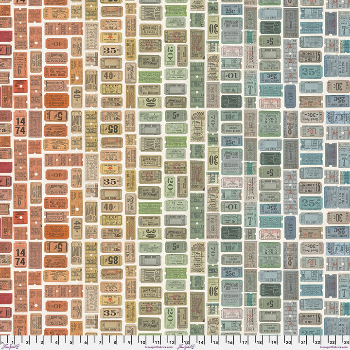 Eclectic Elements Palette: MULTI TICKETS Fabric (1/2 yd) by Tim Holtz