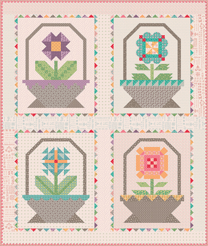 Lori Holt Pieces & Plenty Quilt Seeds: FLOWER BASKET SET OF 4