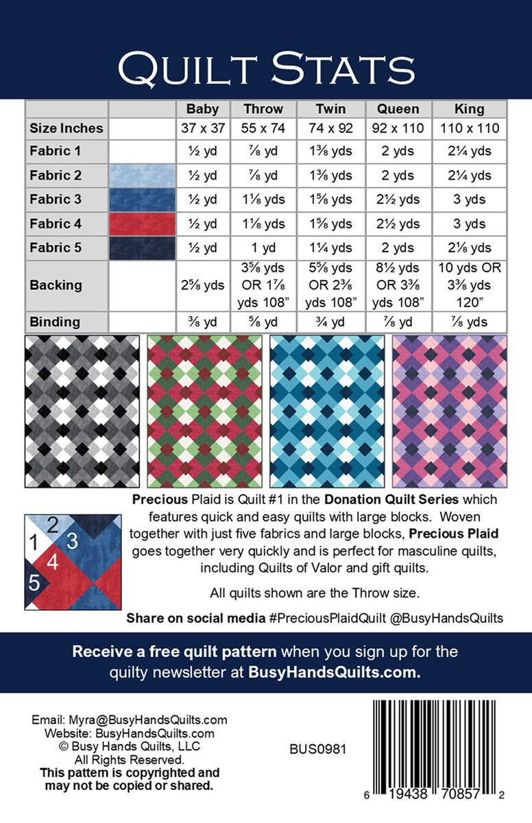 PRECIOUS PLAID Quilt Pattern