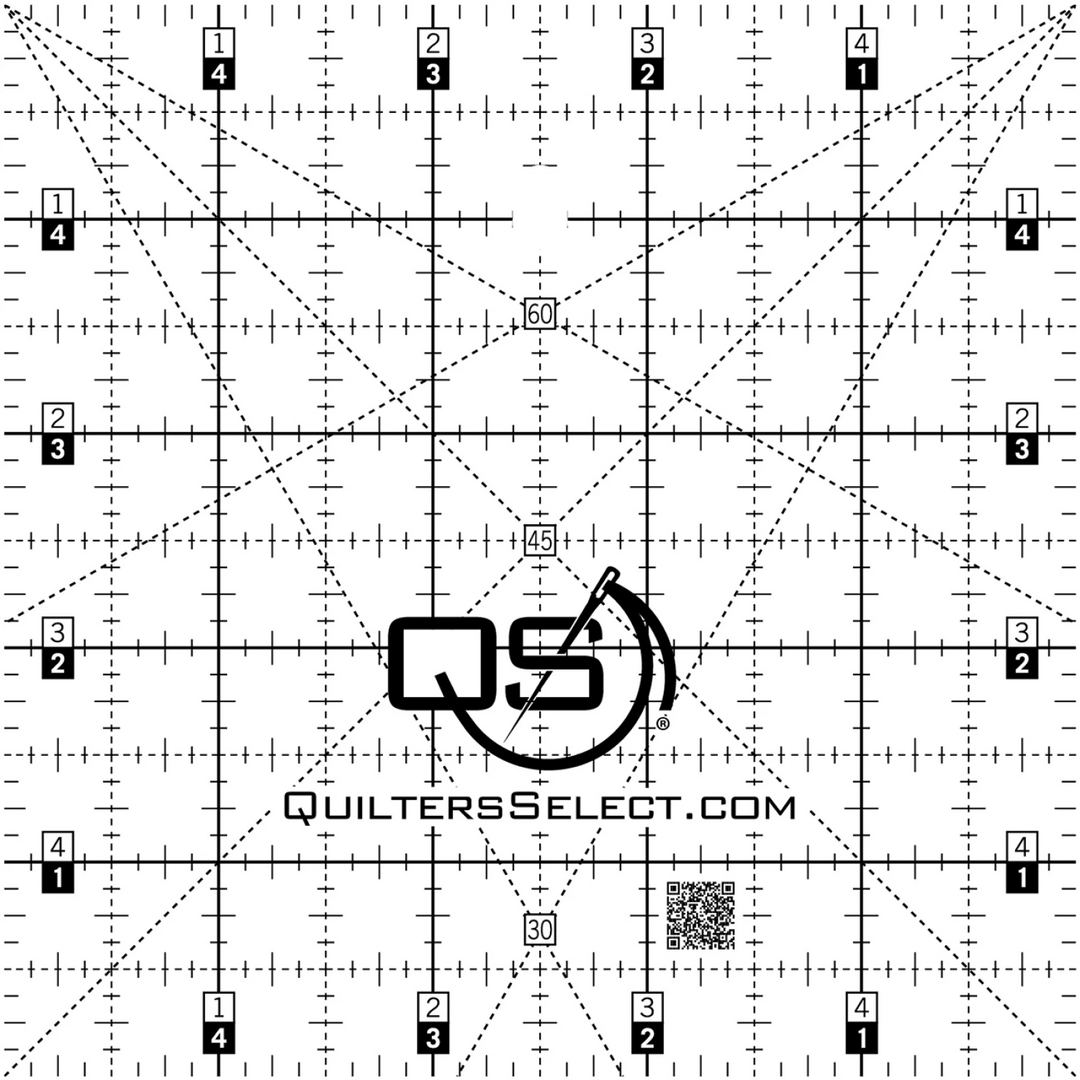QUILTERS SELECT Crystal Ruler - Clear, Non-Slip 5x5 Ruler