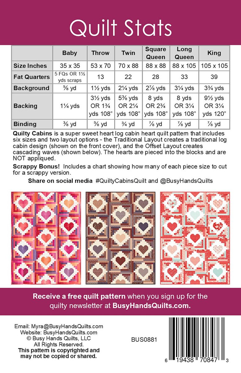 QUILTY CABINS Quilt Pattern by Busy Hands Quilts