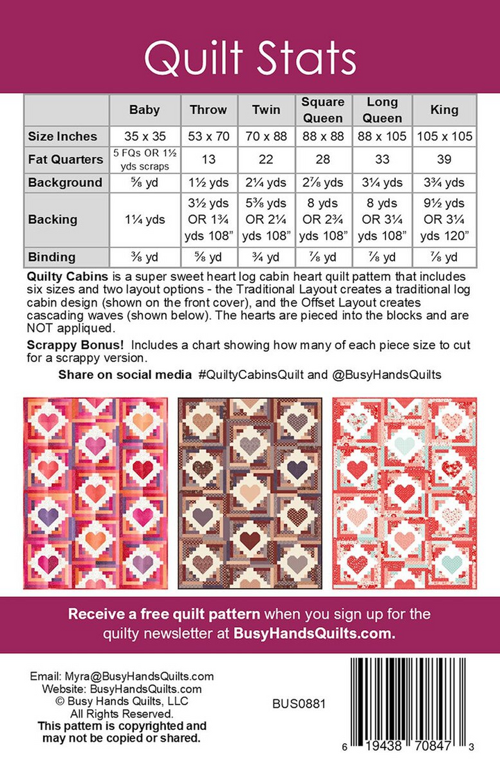 QUILTY CABINS Quilt Pattern by Busy Hands Quilts