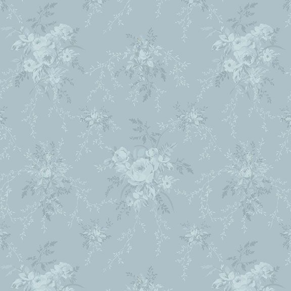 Just Rosy: BLUE BOUQUET Fabric (1/2 yd)