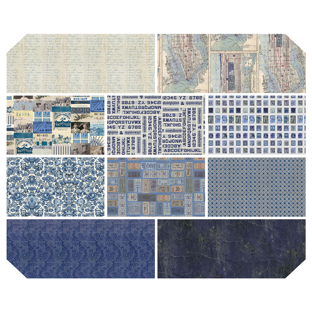 Eclectic Elements Palette: INDIGO Half-Yard Bundle by Tim Holtz