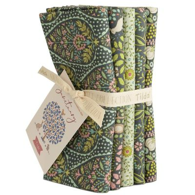 SANCTUARY: GREEN & GREY 5pc. Fat Quarter Bundle Precuts by Tilda