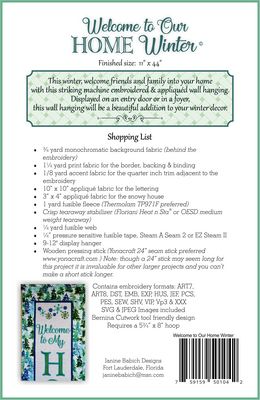 WELCOME TO OUR HOME-WINTER Machine Embroidery Pattern by Janine Babich