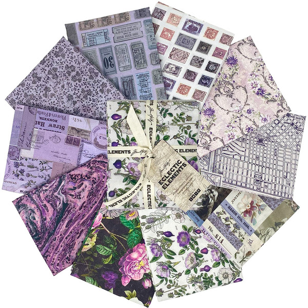 Eclectic Elements Palette: PURPLE Fat Quarter Bundle by Tim Holtz