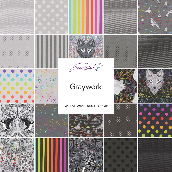 GRAYWORK Fat Quarter Bundle Precuts by Tula Pink for FreeSpirit Fabrics