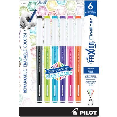 Pilot FRIXION Fineliner Pens -  6 Pack assorted